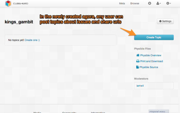 Create topics for your agora